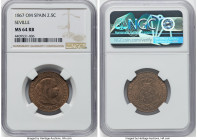 Isabel II 2-1/2 Centimos 1867-OM MS64 Red and Brown NGC, Seville mint, KM634.5. HID09801242017 © 2022 Heritage Auctions | All Rights Reserved