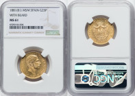 Alfonso XII gold 25 Pesetas 1881(81) MS-M MS61 NGC, Madrid mint, KM687, Fr-344. With beard. HID09801242017 © 2022 Heritage Auctions | All Rights Reser...