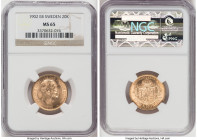 Oscar II gold 20 Kronor 1902-EB MS65 NGC, Stockholm mint, KM765, Fr-93b. HID09801242017 © 2022 Heritage Auctions | All Rights Reserved