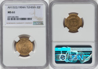 Muhammad al-Hadi Bey gold 20 Francs AH 1322 (1904)-A MS61 NGC, Paris mint, KM234, Fr-12. HID09801242017 © 2022 Heritage Auctions | All Rights Reserved...