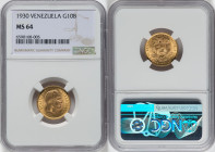 Republic gold 10 Bolivares 1930-(p) MS64 NGC, Philadelphia mint, KM-Y31, Fr-6. HID09801242017 © 2022 Heritage Auctions | All Rights Reserved