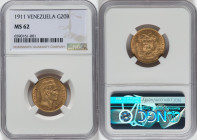 Republic gold 20 Bolivares 1911 MS62 NGC, Paris mint, KM-Y32, Fr-5c. HID09801242017 © 2022 Heritage Auctions | All Rights Reserved