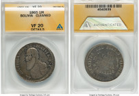 Pair of Certified Assorted Issues, 1) Bolivia: Republic Melgarejo - 1865-FP VF20 (Cleaned) ANACS, Potosi mint 2) Brazil: Pedro II 2000 Reis - 1875 AU5...