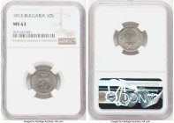 3-Piece Lot of Certified Assorted Issues NGC, 1) Bulgaria: Ferdinand I 10 Stotinki 1913 - MS63, Vienna mint, KM25 2) Serbia: Petar I 50 Para 1915 - MS...