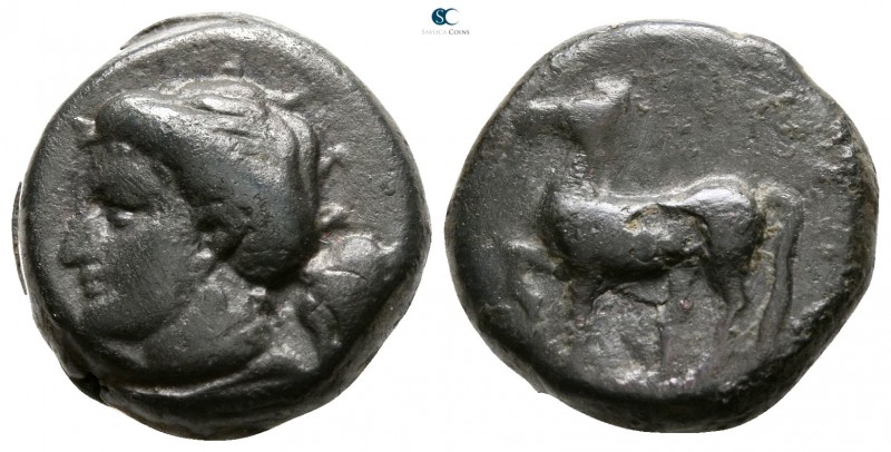 Sicily. Eryx circa 330-260 BC. 
Onkia Æ

14mm., 6,28g.

Female head left / ...