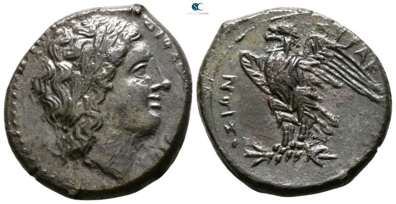 Sicily. Syracuse. Hiketas II 287-278 BC. 
Bronze Æ

22mm., 8,81g.

ΔΙΟΣ [ΕΛ...