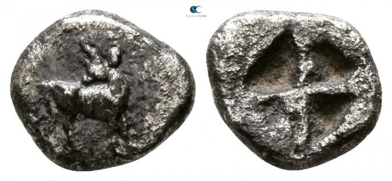 Macedon. Ennea Hodoi circa 520-490 BC. 
1/12 Stater AR

0,8mm., 0,59g.

Bul...