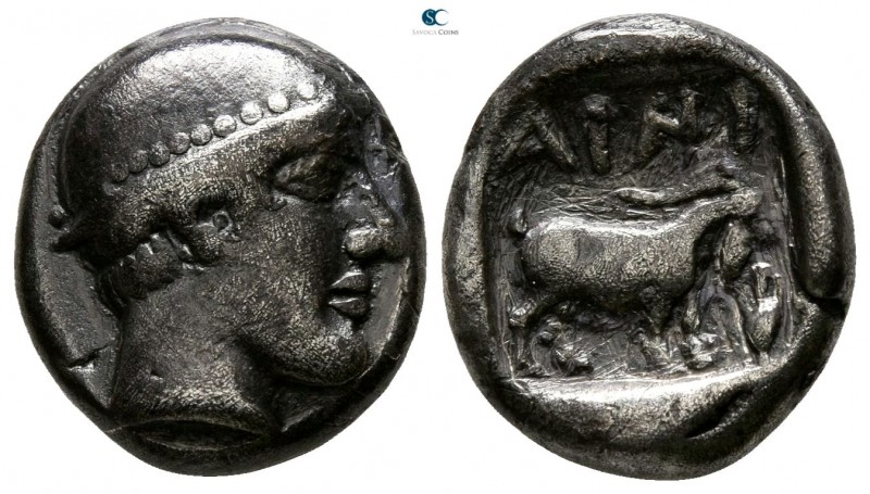 Thrace. Ainos circa 462-461 BC. 
Drachm AR

13mm., 3,92g.

Head of Hermes r...