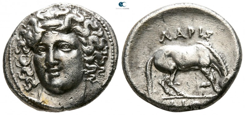 Thessaly. Larissa 356-342 BC. 
Drachm AR

19mm., 5,85g.

Head of the nymph ...