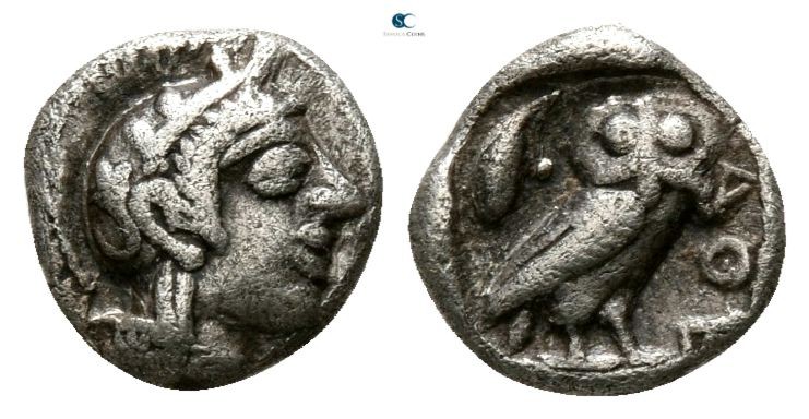 Attica. Athens circa 454-404 BC. 
Hemiobol AR

5mm., 0,33g.

Head of Athena...
