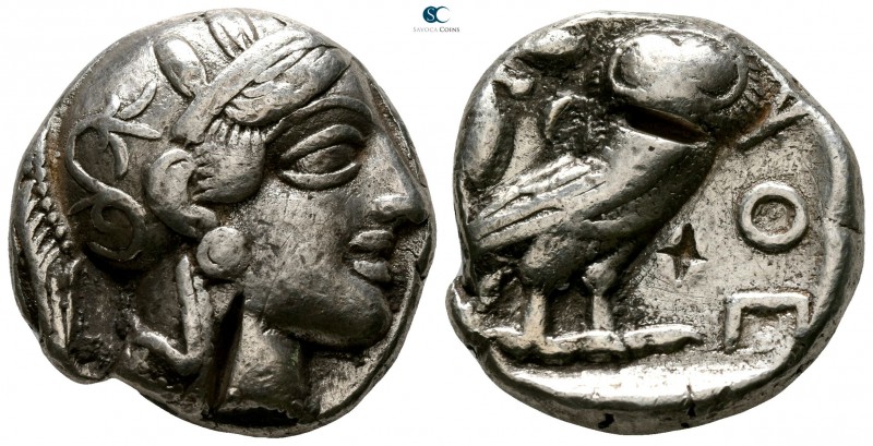 Attica. Athens circa 454-404 BC. 
Tetradrachm AR

22mm., 16,91g.

Head of A...
