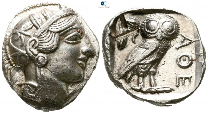 Attica. Athens circa 454-404 BC. 
Tetradrachm AR

25mm., 17,18g.

Head of A...