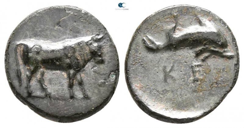 Caria. Keramos 400-300 BC. 
Bronze Æ

10mm., 1,20g.

Bull standing right / ...