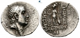 Kings of Cappadocia. Mint D (Ariaratheia). Ariobarzanes I Philoromaios 96-63 BC. Dated RY 14=82/1 BC. Drachm AR