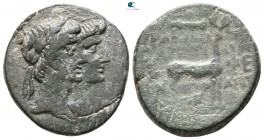 Ionia. Ephesos. Augustus with Livia 27 BC-AD 14. Uncertain Grammateus or Archiereus and magistrate. Bronze Æ