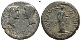 Ionia. Smyrna. Augustus, with Tiberius 27 BC-AD 14. ΚΟΡΩΝΟΣ (Koronos), magistrate. Struck circa AD 4-14. Bronze Æ