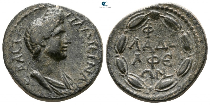 Lydia. Philadelphia. Plotina AD 105-123. 
Bronze Æ

18mm., 5,10g.

CЄBACTH ...