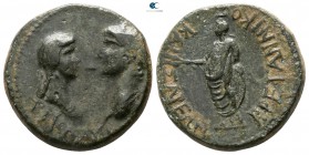 Lydia. Tralleis (as Caesarea). Claudius, with Messalina AD 41-54. Struck AD 43-49. Bronze Æ