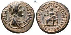 Phrygia. Eumeneia. Agrippina II AD 50-59. Struck circa AD 54-55. ΒΑΣΣΑ ΚΛΕΩΝΟΣ ΑΡΧΙΕΡΗΑ (Bassa, wife of Kleon), archiereia. Bronze Æ...