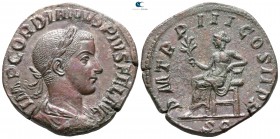 Gordian III. AD 238-244.  5th officina, 10th emission, AD 242. Rome. Sestertius Æ