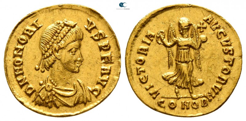 Honorius AD 393-423. Struck circa AD 408-420. Constantinople
Tremissis AV

13...
