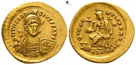 Theodosius II AD 402-450. Struck AD 430-440. Constantinople. 2nd officina. Solidus AV