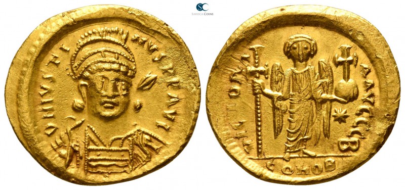 Justin I AD 518-527. Struck circa AD 519-527. Constantinople. 2nd officina
Soli...