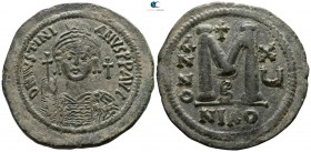 Justinian I AD 527-565. RY 15 (541/2). Nikomedia. Follis Æ