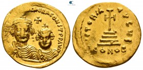 Heraclius with Heraclius Constantine AD 610-641. Struck circa AD 616-625. Constantinople. 6th officina. Solidus AV