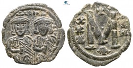 Leo III the "Isaurian", with Constantine V AD 717-741. Constantinople. Follis Æ