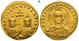 Basil II Bulgaroktonos, with Constantine VIII AD 976-1025. Constantinople. Histamenon AV