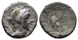 KINGS of CAPPADOCIA. Ariobarzanes III Eusebes Philoromaios. 52-42 BC. AR Drachm (16mm, 3.4 g). Diademed head right / Athena standing left, holding Nik...