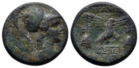 PHRYGIA. Apameia . Circa 133-48 BC. Æ (21mm, 7.6 g). Bust of Athena right, wearing high-crested Corinthian helmet and an aegis / APAMEWN, eagle alight...