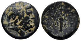 PHRYGIA. Apameia. Ae (20mm, 7.5 g) (Circa 88-40 BC). Diodo-, magistrate. Obv: Laureate head of Zeus right. Rev: AΠΑΜΕ / ΔΙΟΔ. Cult statue of Artemis A...