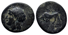 MYSIA. Gambrion. Ae (17mm, 3.4 g) (4th century BC). Obv: Laureate head of Apollo left. Rev: ΓΑΜ. Bull butting left; star above.