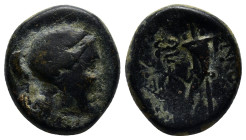 PHRYGIA. Laodikeia. Circa 133/88-67 BC. AE (18mm, 8.6 g). Diademed female head to right. Rev. ΛAOΔIKEΩN Filleted double cornucopia; to left, winged ke...