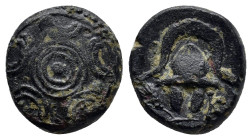 Kings of Macedon. Miletos or Mylasa. Philip III Arrhidaeus 323-317 BC. Struck circa 323-319 BC Bronze Æ (14mm, 3.8 g) Macedonian shield with central p...