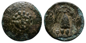 Cyprus. Salamis. Nikokreon 331-310 BC. In the types of Alexander III of Macedon. Struck circa 323-317 BC Half Unit Æ (15mm, 3.0 g) Macedonian shield d...