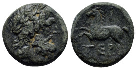 PISIDIA. Termessos. Ae (16mm, 4.2 g) (1st century BC). Dated CY 10. Obv: Laureate head of Zeus right. Rev: TEP. Horse rearing left; I (date) to upper ...