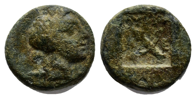 LYCIAN LEAGUE. Cragus (Late 30s-27 BC). Ae Half Unit. (6mm, 2.0 g) Obv: Laureate...