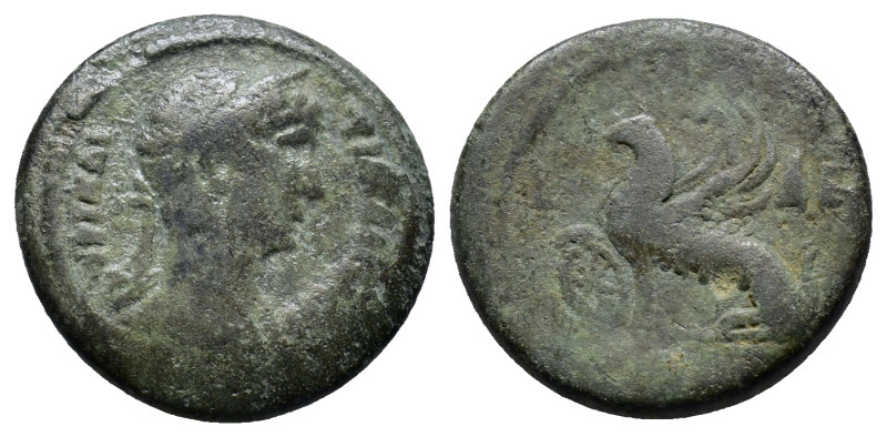 Egypt, Alexandria, Hadrian Æ Obol (18mm, 4.5 g). Dated RY 10 (AD 125/6). Laureat...