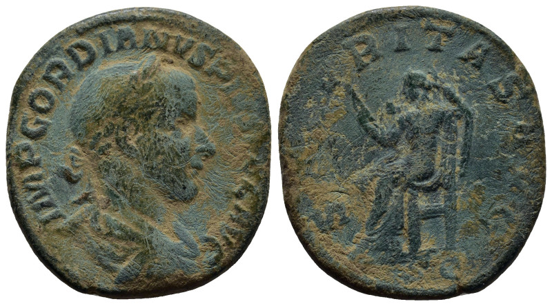 Gordian III Æ Sestertius. (31mm, 17.5 g) Rome, AD 240. IMP GORDIANVS PIVS FEL AV...