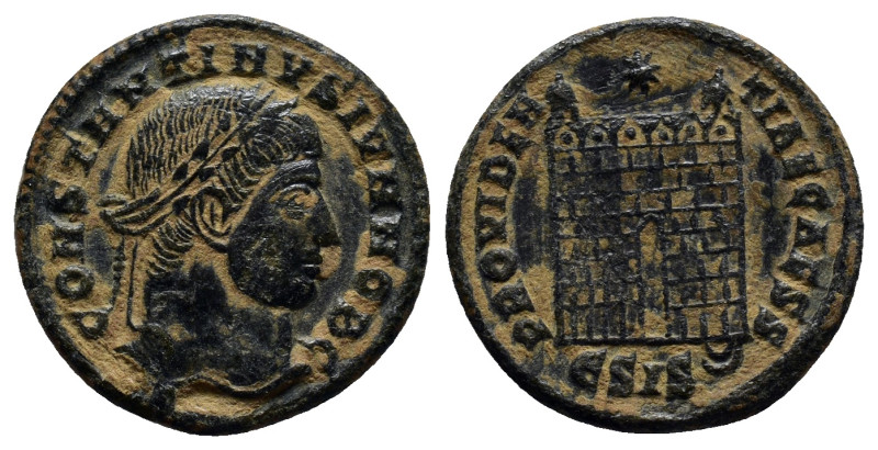 Constantine II. As Caesar, AD 316-337. Æ Follis (18mm, 2.9 g). Siscia mint. Stru...