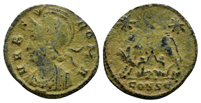 City Commemorative AD 333-335. Constantinople Follis Æ (18mm, 1.7 g). VRBS ROMA,...