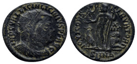 Licinius I. A.D. 308-324. AE follis (18mm, 2.7 g). Nicomedia mint, Struck A.D. 321-324. IMP C VAL LICIN LICINIVS P F AVG, radiate, draped, and cuirass...