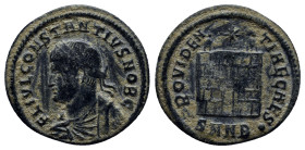 Constantius II. As Caesar, A.D. 324-337. Æ follis (19mm, 2.5 g). Nicomedia, under Constantine I, A.D. 328/9. FL IVL CONSTANTIVS NOB C, laureate, drape...