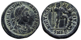 Valentinian II. A.D. 375-392. AE (22mm, 6.8 g). Cyzicus mint, struck A.D. 383-388. DN VALENTINIANVS PF AVG, pearl-diademed, draped and cuirassed bust ...