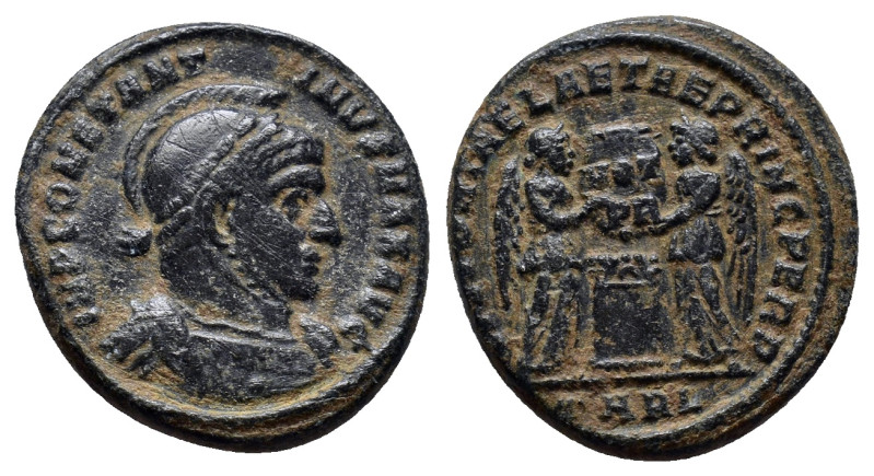 Constantinus I. the great AD 306-336. Arelate Follis Æ (17mm, 3.7 g). IMP CONSTA...