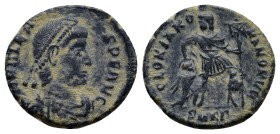Valens (364-378), AE (17mm, 2.5 g) follis Cyzicus, AD 367-375 DN VALENS PF AVG pearl diademed, draped, cuirassed bust right. RevŁ GLORIA ROMANORVM emp...