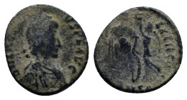 Arcadius. A.D. 383-408. AE centenionalis (17mm, 2.0 g). Constantinople mint, Struck A.D. 395-402. D N ARCADI-VS P F AVG, diademed, draped and cuirasse...